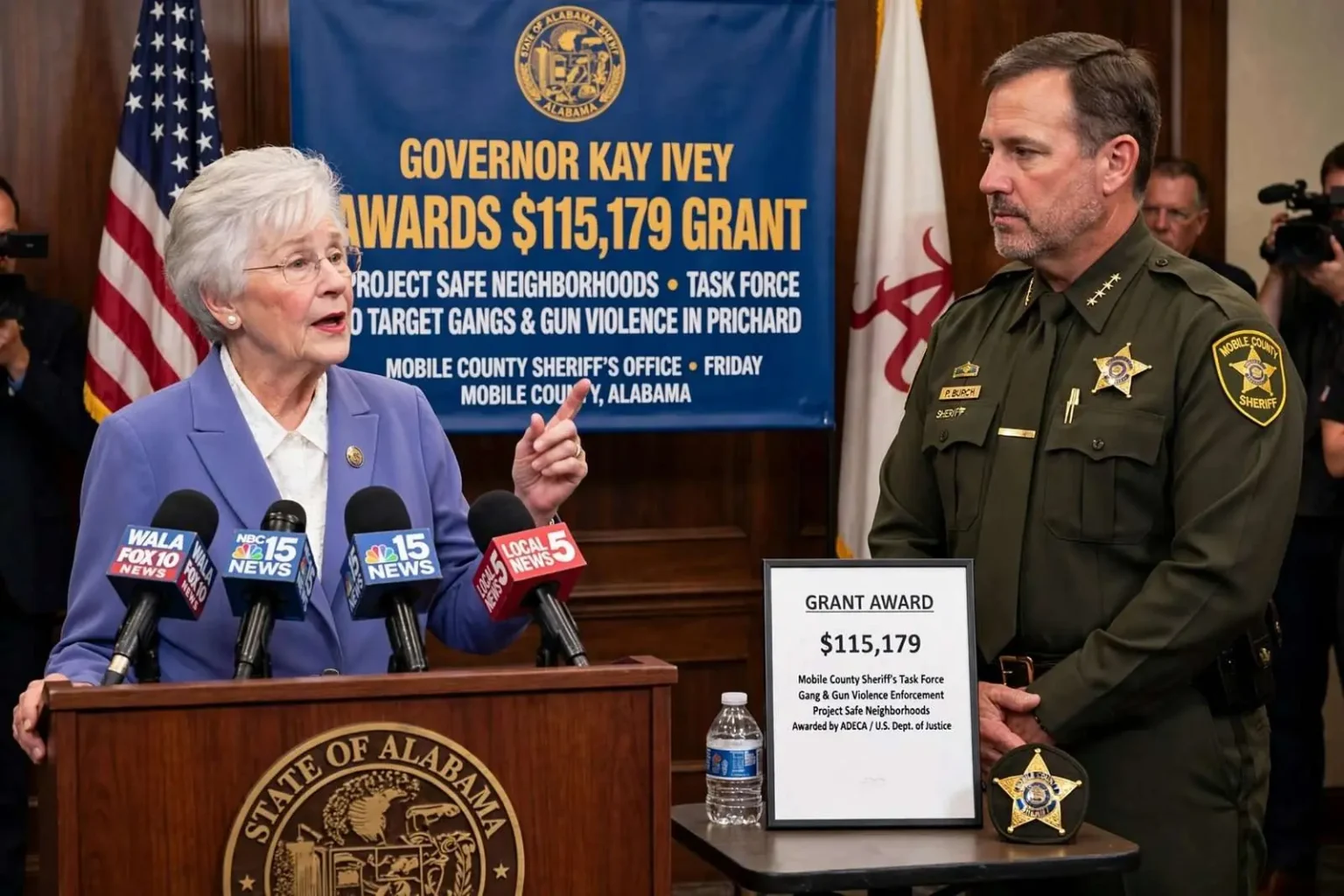 Illustration for the news story: Ivey Awards $115,179 for a Sheriff’s Task Force Targeting Gangs and Gun Violence in Prichard