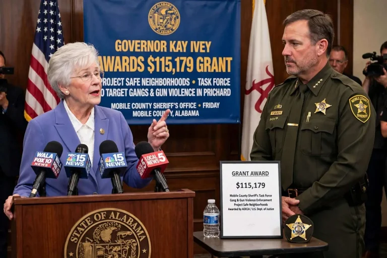 Illustration for the news story: Ivey Awards $115,179 for a Sheriff’s Task Force Targeting Gangs and Gun Violence in Prichard