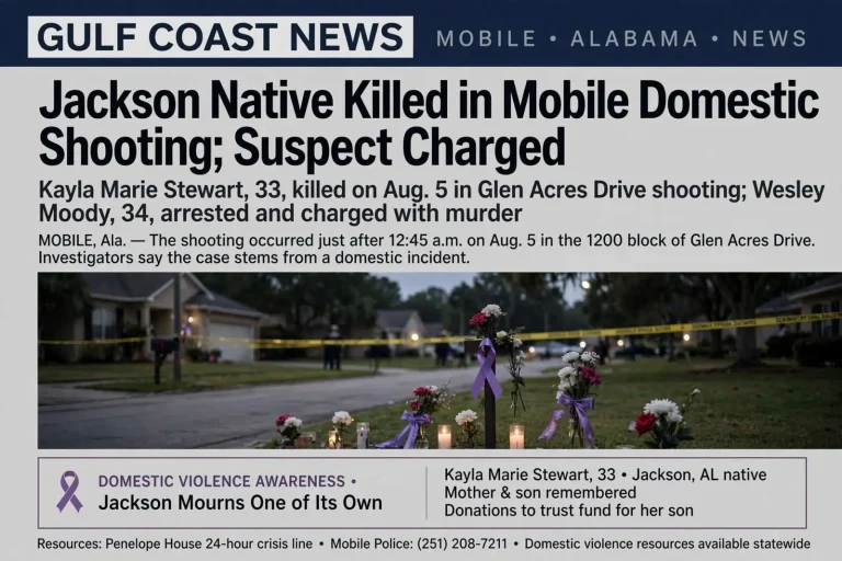 Illustration for the news story: Jackson Native Killed in Mobile Domestic Shooting; Suspect Charged