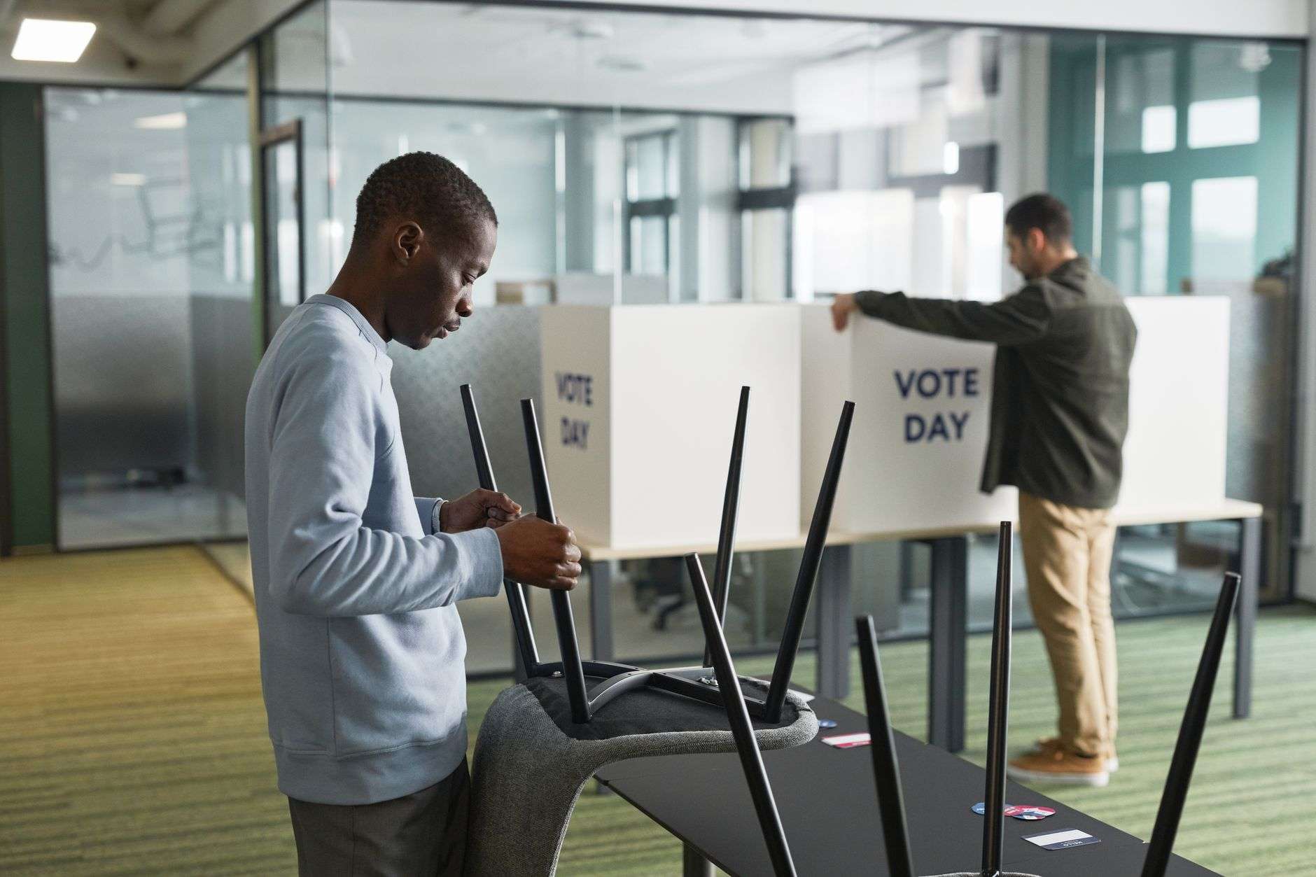 Voting booth at a polling place