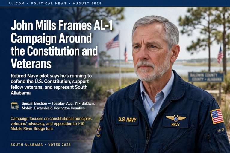Illustration for the news story: John Mills Frames AL-1 Campaign Around the Constitution and Veterans