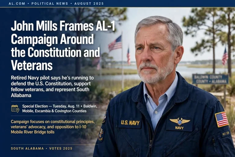 Illustration for the news story: John Mills Frames AL-1 Campaign Around the Constitution and Veterans