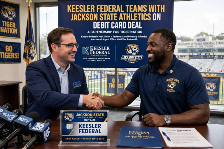 Illustration for the news story: Keesler Federal Teams With Jackson State Athletics on Debit Card Deal