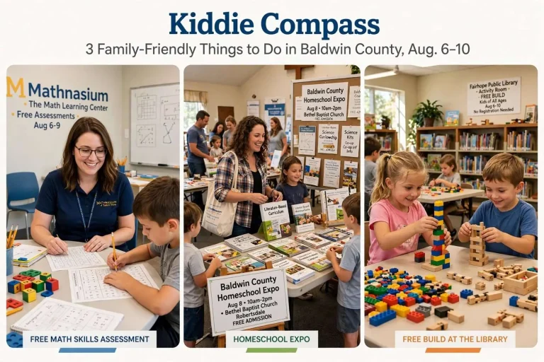 Illustration for the news story: Kiddie Compass: 3 Family-Friendly Things to Do in Baldwin County, Aug. 6-10