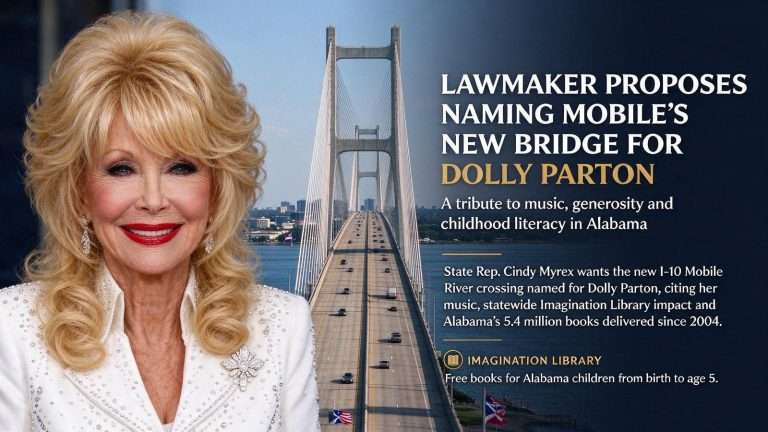 Illustration for the news story: Lawmaker Proposes Naming Mobile’s New Bridge for Dolly Parton
