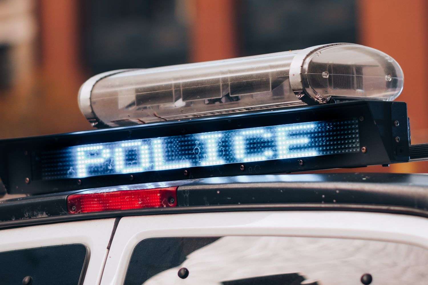Police emergency lights at night