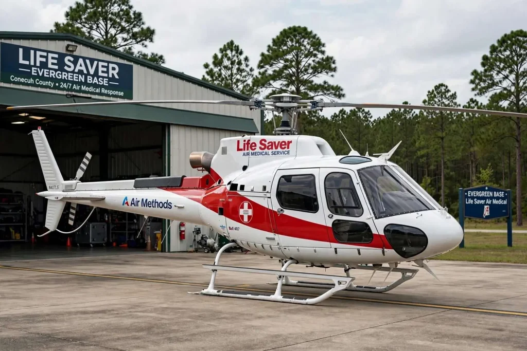 Illustration for the news story: Life Saver Air Medical Service Adds New Bell 407 Helicopters at Evergreen and Statewide Bases