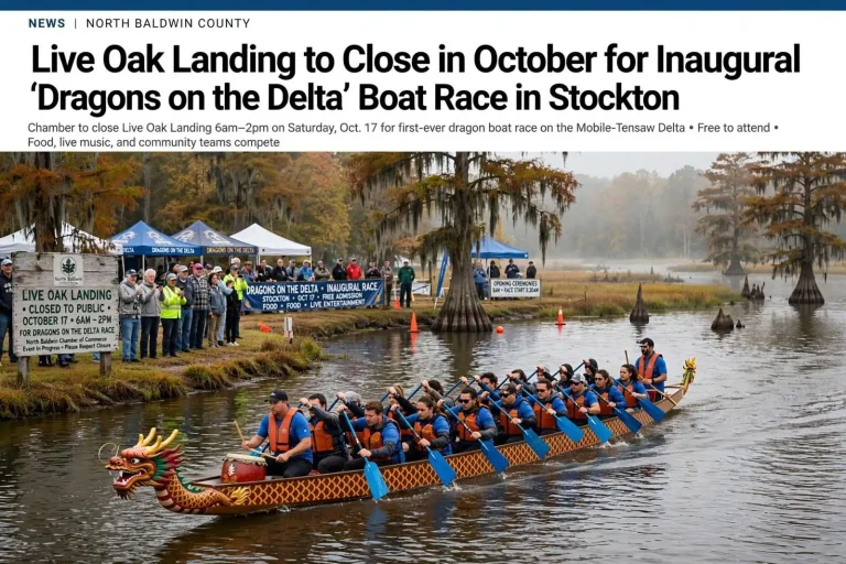 Illustration for the news story: Live Oak Landing to Close in October for Inaugural ‘Dragons on the Delta’ Boat Race in Stockton