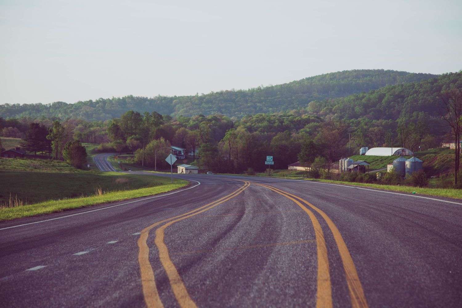Rural two-lane road in Mobile County, Alabama