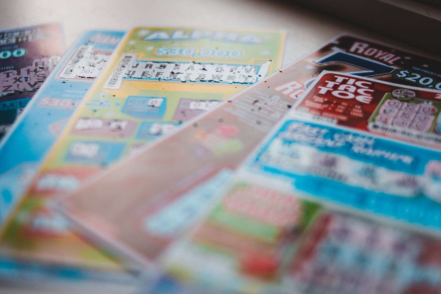 Lottery tickets in a person's hand
