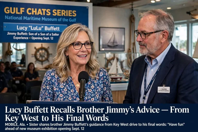 Illustration for the news story: Lucy Buffett Recalls Brother Jimmy’s Advice — From Key West to His Final Words