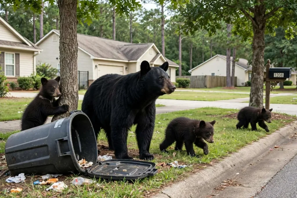 Illustration for the news story: Mama Bear and Her Three Cubs Spotted Again in Saraland Neighborhood
