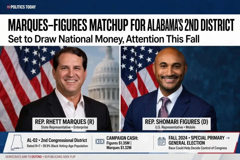 Illustration for the news story: Marques-Figures Matchup for Alabama’s 2nd District Set to Draw National Money, Attention This Fall