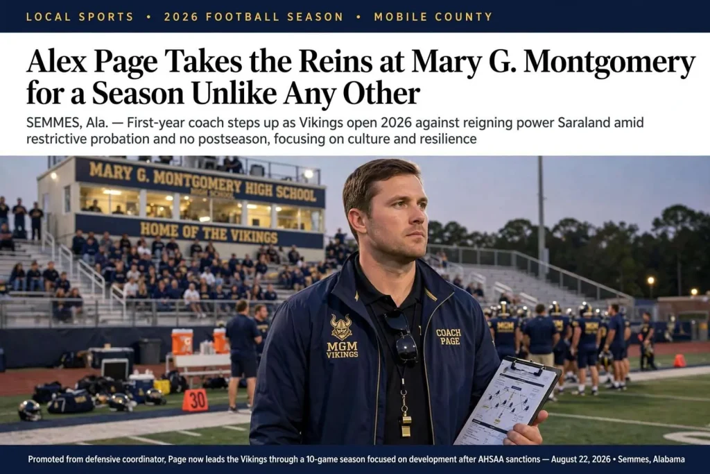 Illustration for the news story: Alex Page Takes the Reins at Mary G. Montgomery for a Season Unlike Any Other
