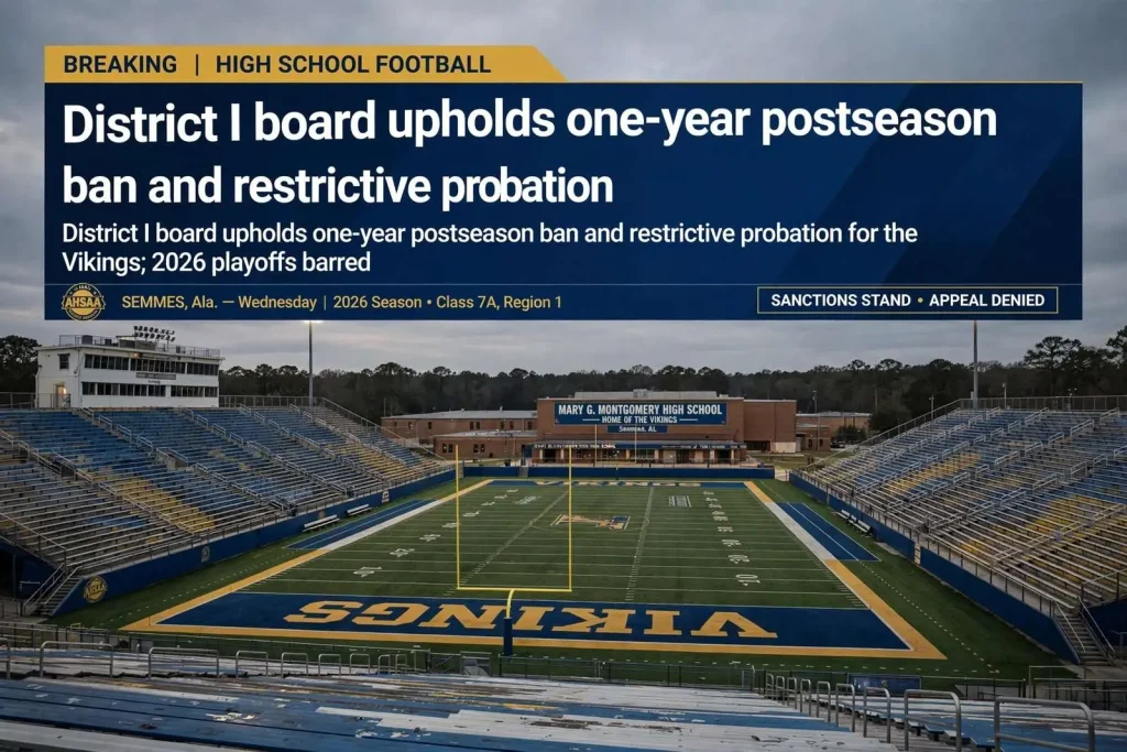 Illustration for the news story: Mary G. Montgomery’s Playoff Appeal Rejected by AHSAA District I Board