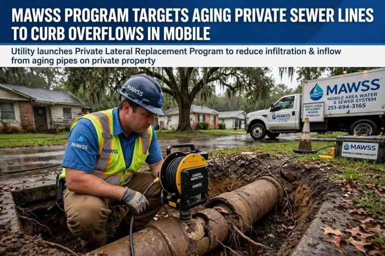 Illustration for the news story: MAWSS Program Targets Aging Private Sewer Lines to Curb Overflows in Mobile