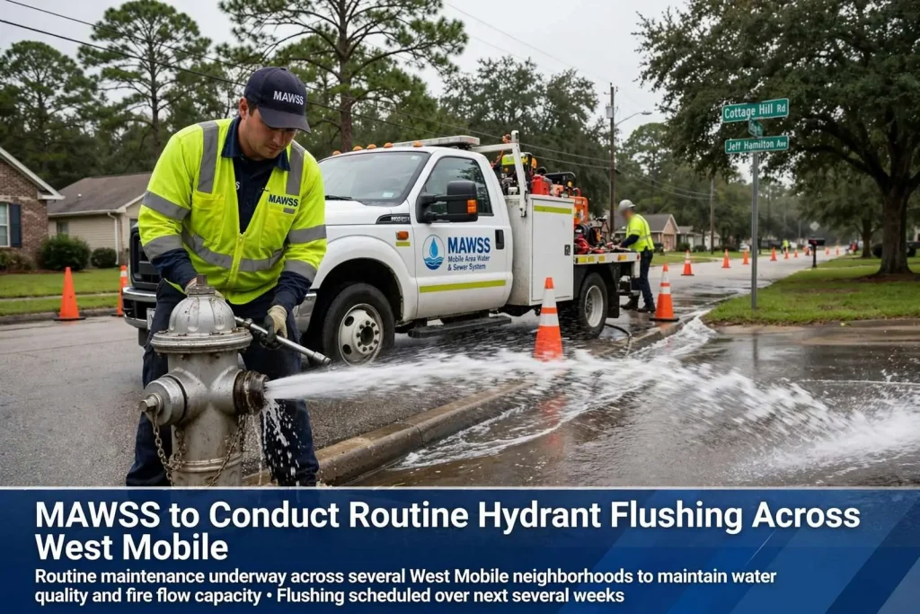 Illustration for the news story: MAWSS to Conduct Routine Hydrant Flushing Across West Mobile