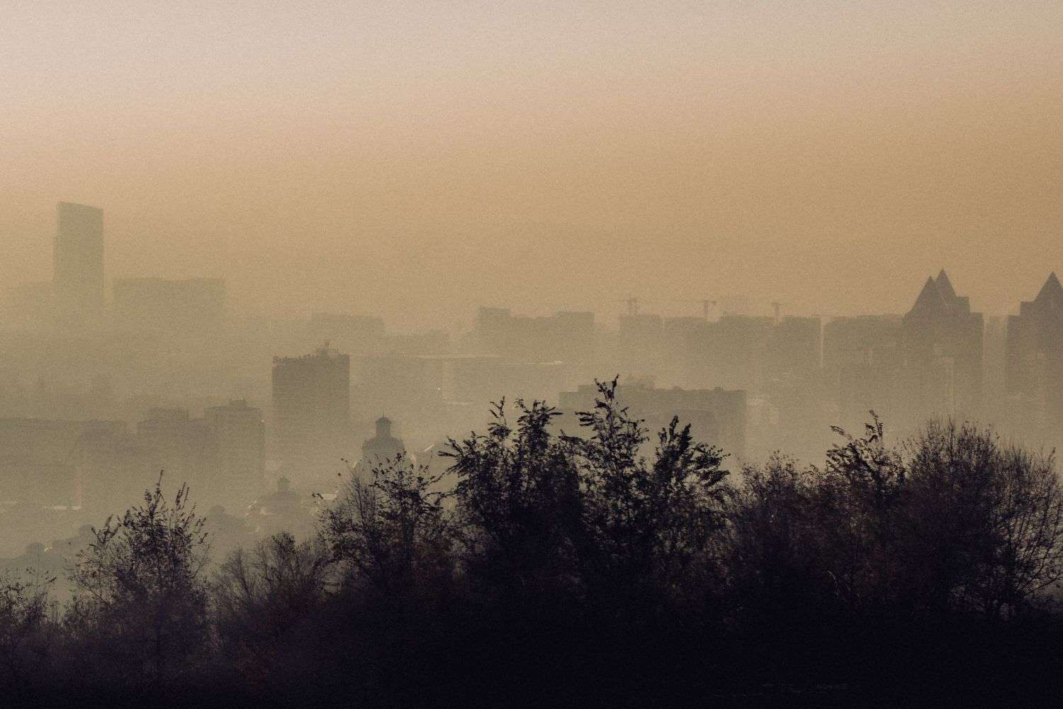 A hazy sky over the Mobile area during an air quality alert