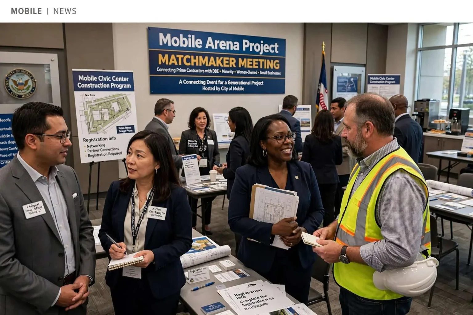 Illustration for the news story: Mobile Arena Project to Host Matchmaker Meeting for Minority Contractors