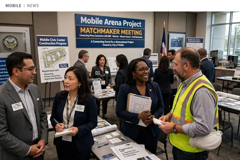 Illustration for the news story: Mobile Arena Project to Host Matchmaker Meeting for Minority Contractors