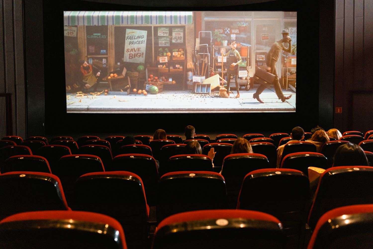 Audience watches short films at a Mobile screening