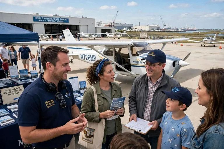 Illustration for the news story: Mobile Bay Flying Club Hosts Aviation Open House at New Airport Site