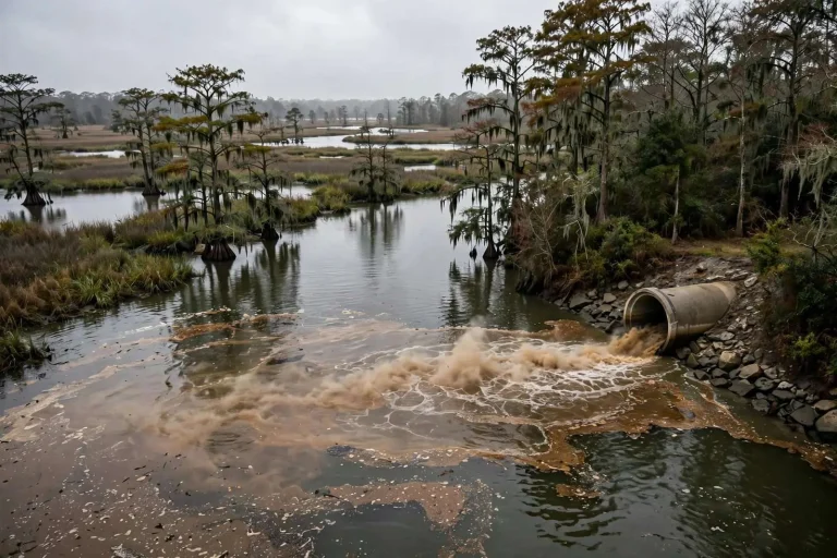 Illustration for the news story: Mobile Baykeeper Accuses Daphne Utilities of Dumping Millions of Gallons of Sewage Into Mobile Bay