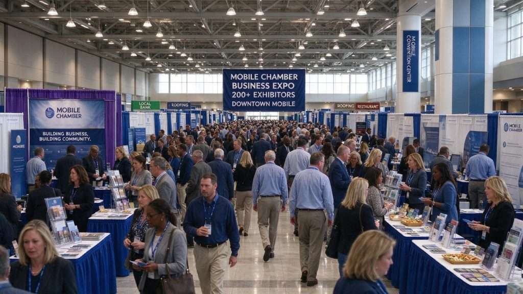 Illustration for the news story: Mobile Chamber’s Business Expo Draws Record Crowd of Vendors Downtown