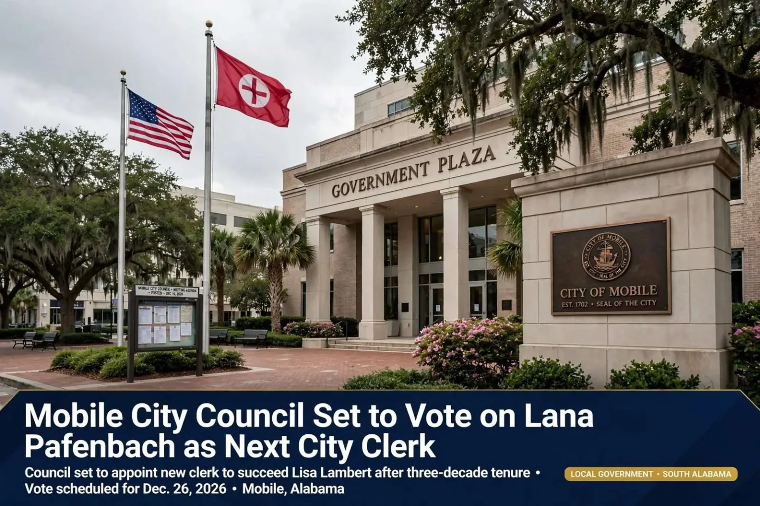 Illustration for the news story: Mobile City Council Set to Vote on Lana Pafenbach as Next City Clerk