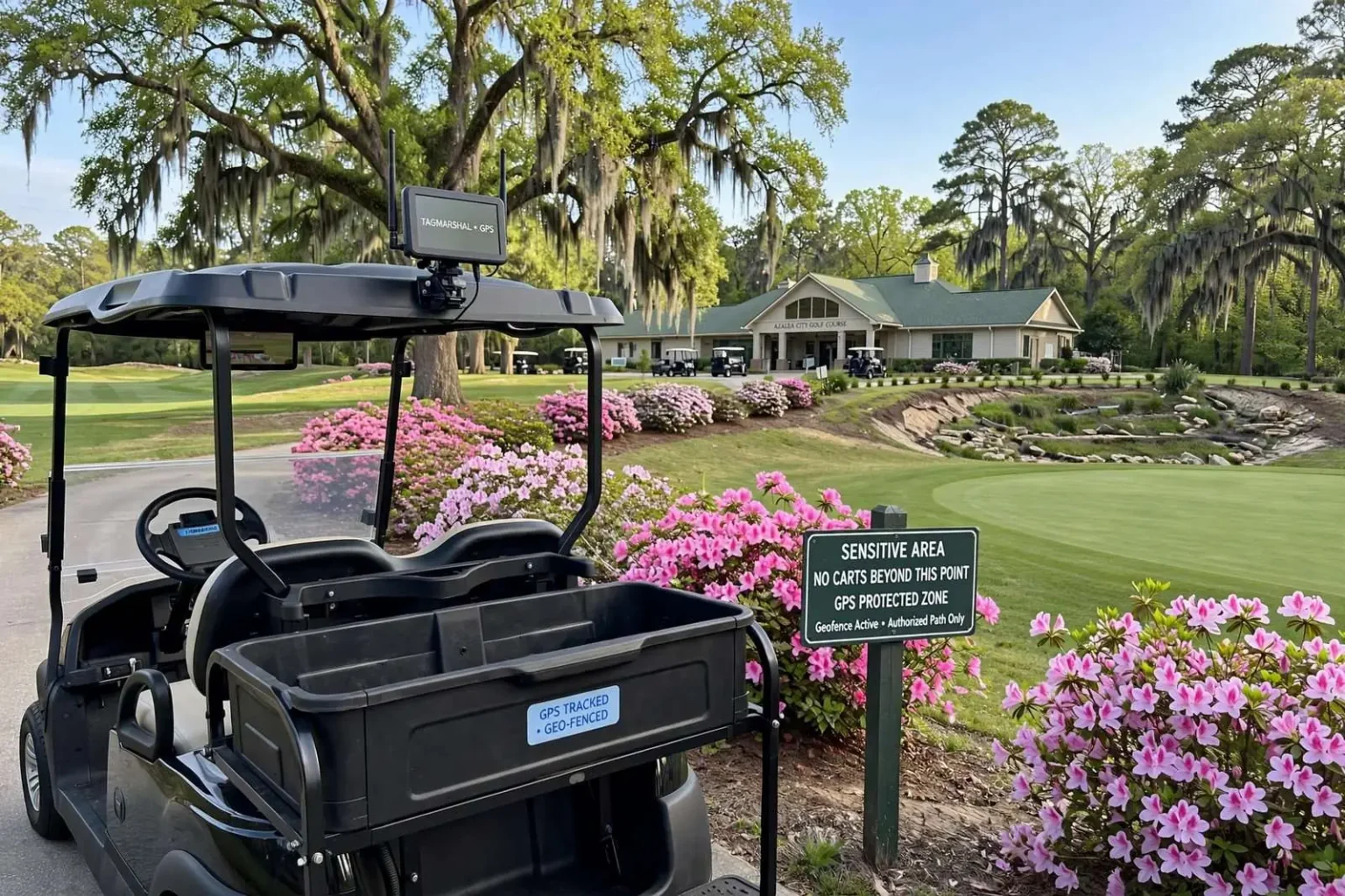 Illustration for the news story: Mobile Council Approves GPS Geofencing System to Keep Golf Carts Off Sensitive Course Areas
