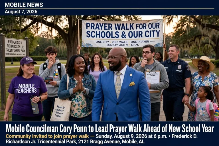 Illustration for the news story: Mobile Councilman Cory Penn to Lead Prayer Walk Ahead of New School Year