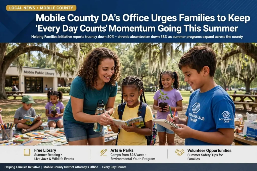 Illustration for the news story: Mobile County DA’s Office Urges Families to Keep ‘Every Day Counts’ Momentum Going This Summer