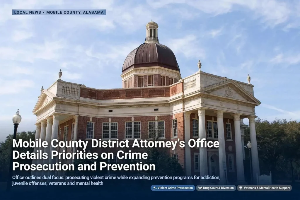 Illustration for the news story: Mobile County District Attorney’s Office Details Priorities on Crime Prosecution and Prevention