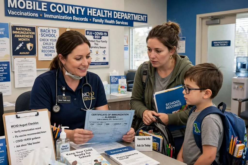 Illustration for the news story: Mobile County Health Department Urges Families to Check Vaccine Records Ahead of School Year