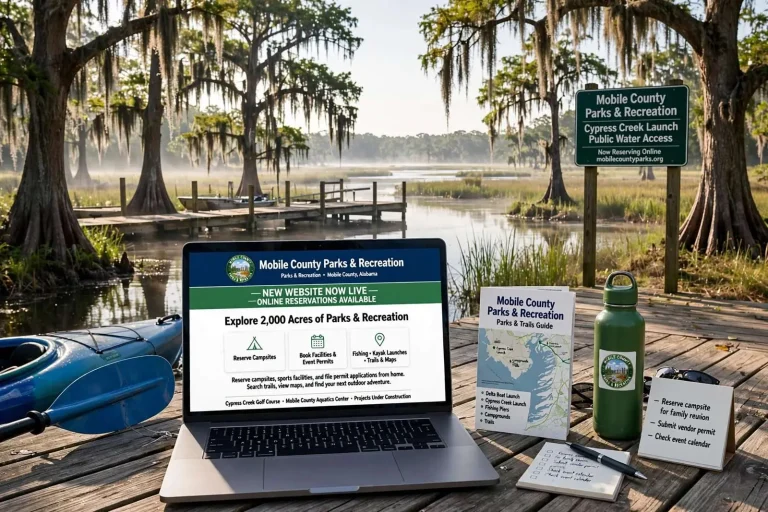 Illustration for the news story: Mobile County Parks and Recreation Launches a New Website With Online Reservations