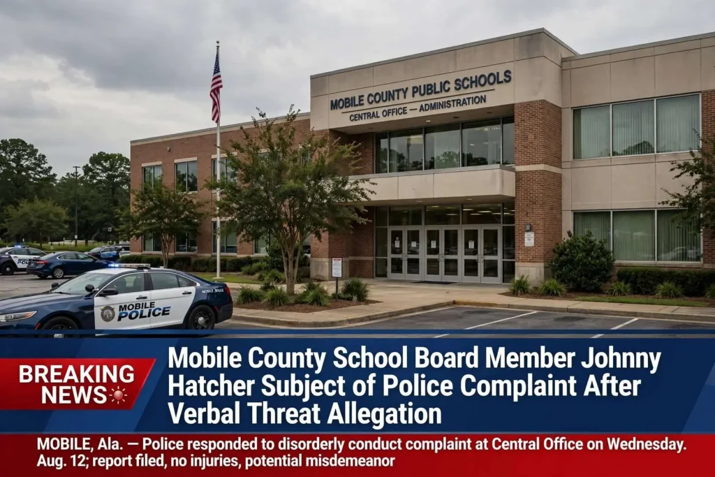 Illustration for the news story: Mobile County School Board Member Johnny Hatcher Subject of Police Complaint After Verbal Threat Allegation