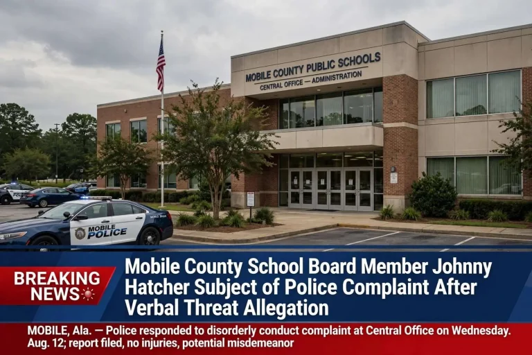 Illustration for the news story: Mobile County School Board Member Johnny Hatcher Subject of Police Complaint After Verbal Threat Allegation