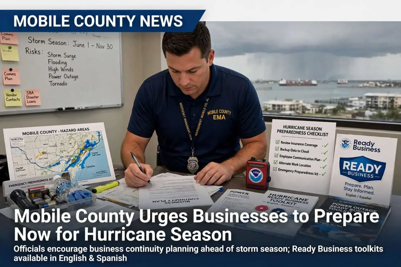 Illustration for the news story: Mobile County Urges Businesses to Prepare Now for Hurricane Season