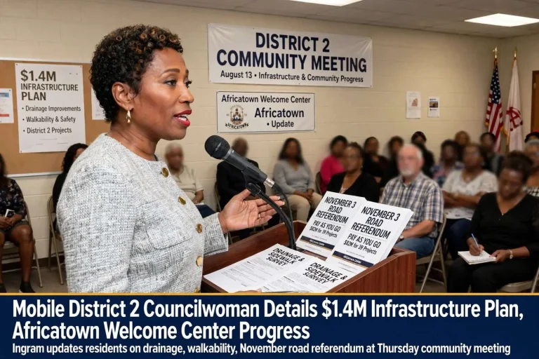 Illustration for the news story: Mobile District 2 Councilwoman Details $1.4M Infrastructure Plan, Africatown Welcome Center Progress