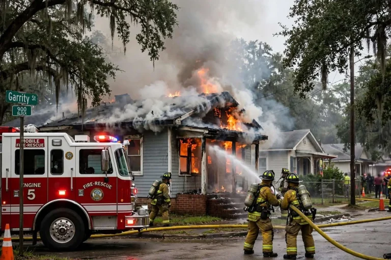 Illustration for the news story: Mobile Fire-Rescue Battles House Fire in 900 Block of Garrity Street
