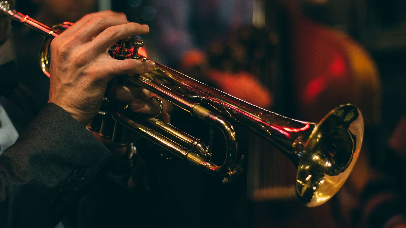 Jazz musician performing on stage during a concert