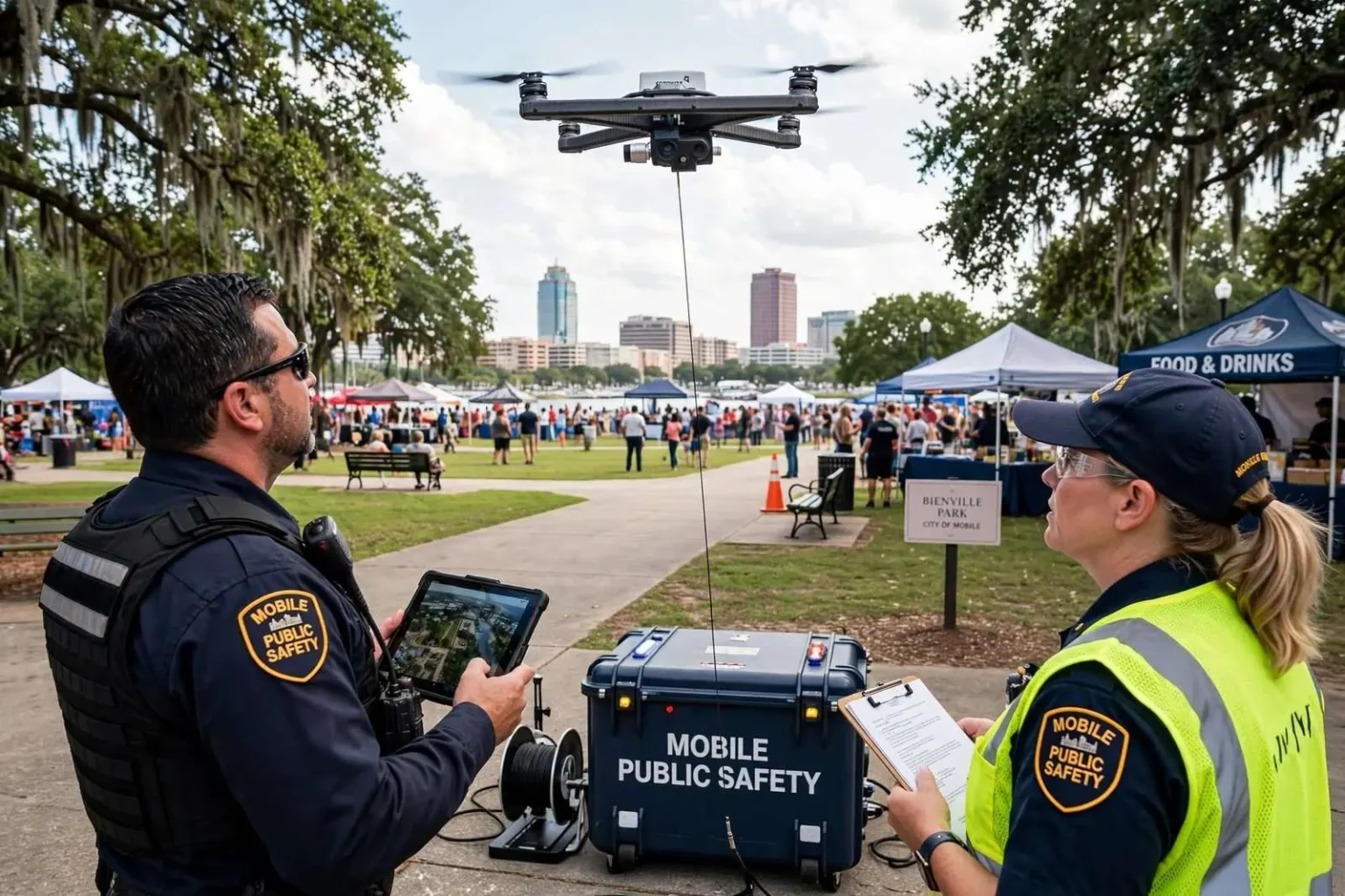 Illustration for the news story: Mobile Launches Tethered Drone Program to Boost Public Safety at Parks, Events