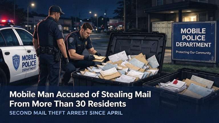 Illustration for the news story: Mobile Man, 28, Accused of Stealing Mail From More Than 30 Residents at Two Apartment Complexes