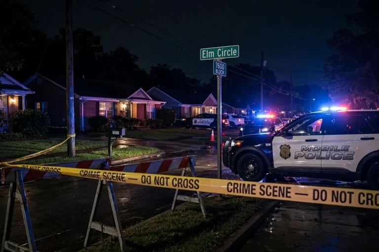 Illustration for the news story: Mobile Mother Killed, Two Adult Children Wounded in Elm Circle Shooting; Suspect Sought