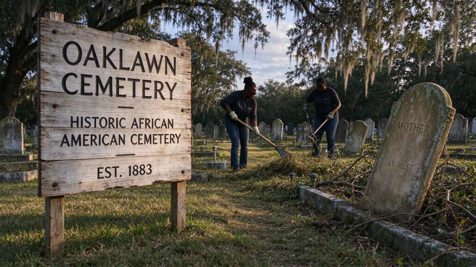 Illustration for the news story: Mobile Nonprofit Leads Effort to Restore Historic Oaklawn Cemetery