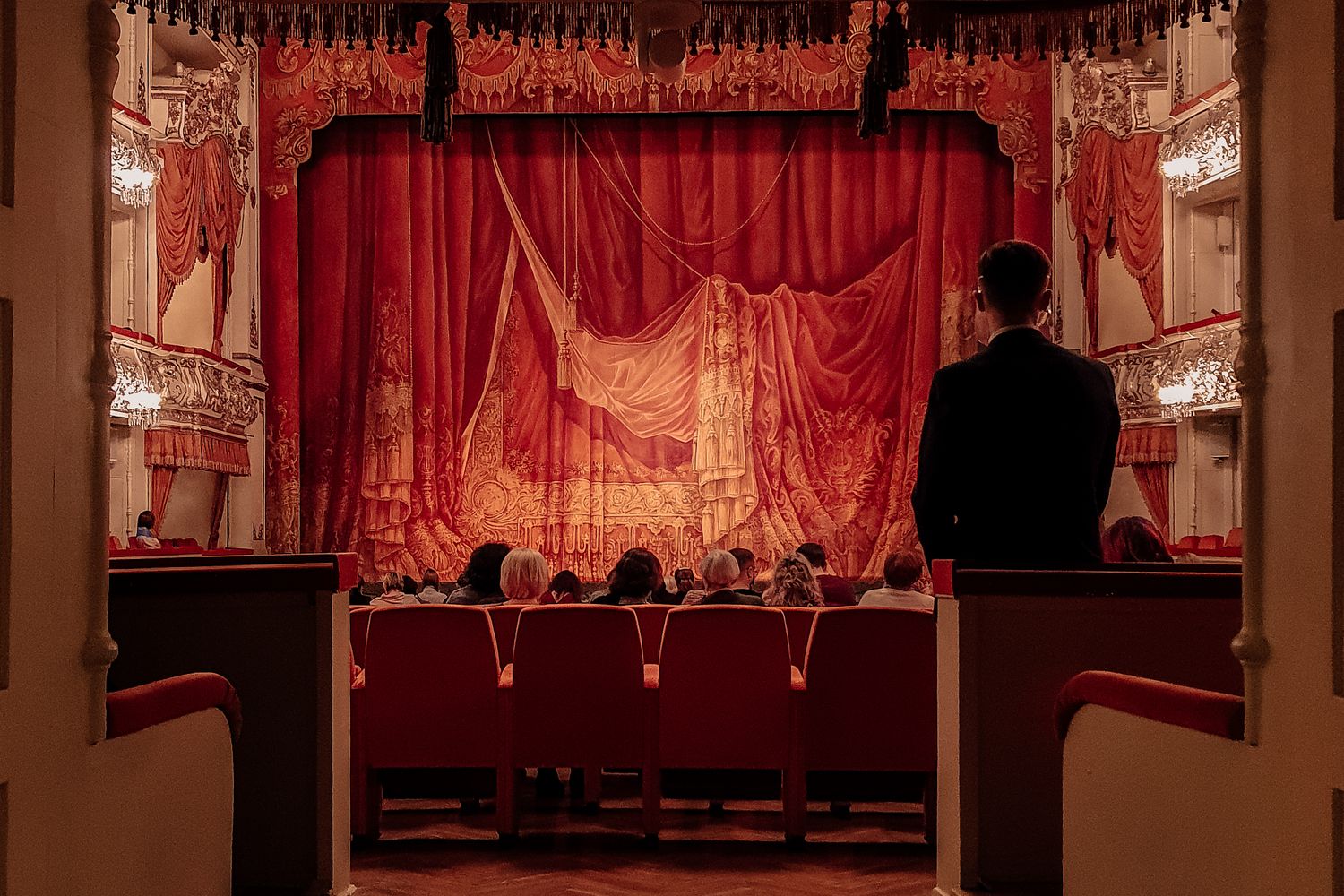 The stage of a historic theater in Mobile, Alabama