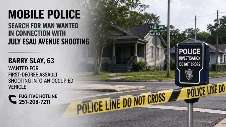 Illustration for the news story: Mobile Police Search for Man Wanted in Connection with July Esau Avenue Shooting