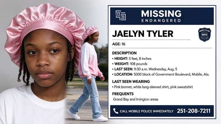 Illustration for the news story: Mobile Police Seek Help Locating Missing, Endangered 16-Year-Old Jaelyn Tyler