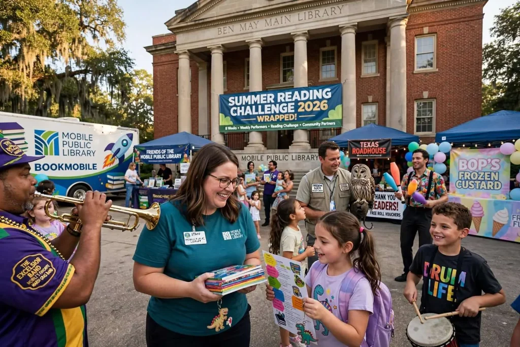 Illustration for the news story: Mobile Public Library Wraps Summer Reading Challenge With Weekly Performers, Community Partners