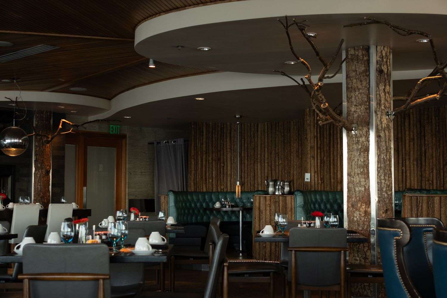 Interior of a restaurant dining room in Mobile, Alabama